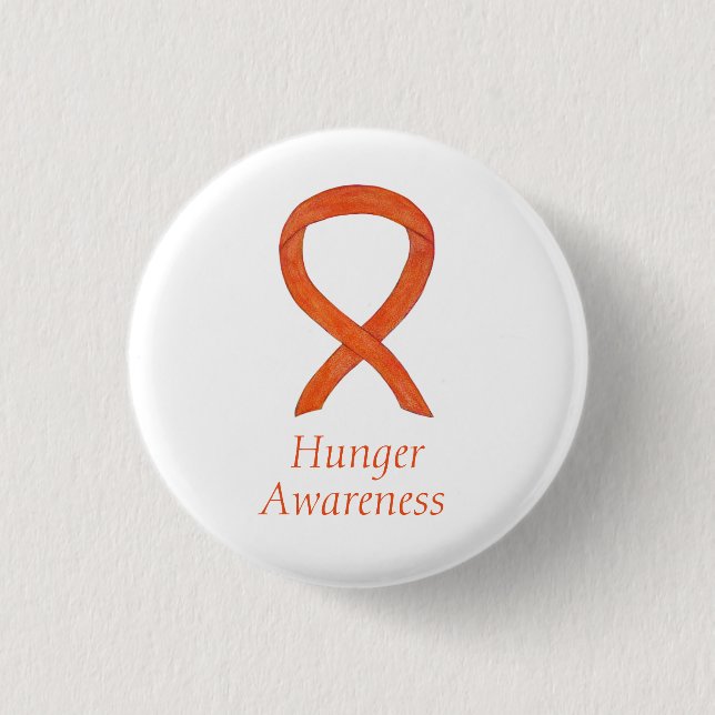 Hunger Orange Awareness Ribbon Custom Pin (Front)