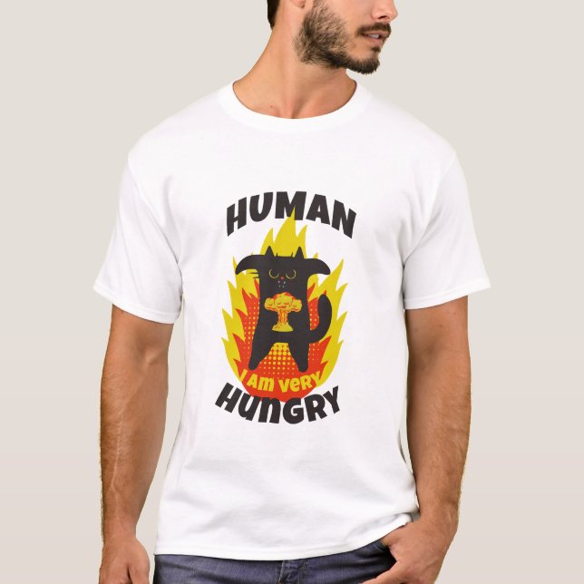 Hungry and angry cat. Annoyed cat. Funny Cat T-Shirt (Front)