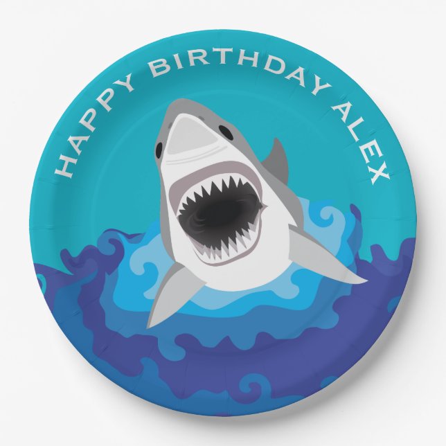 Hungry as a Shark Boy's Birthday Party Paper Plates (Front)