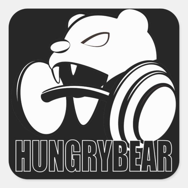 Hungry Bear Square Sticker (Front)
