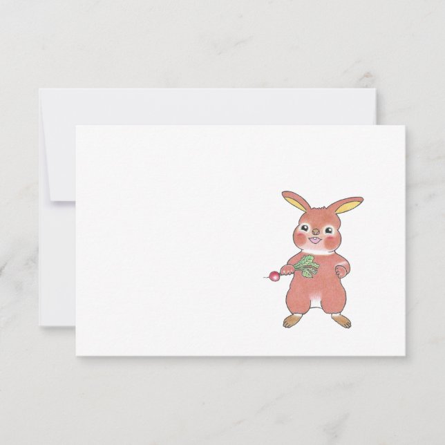 Hungry Bunny Any Occasion Simple Flat Note  Card (Front)