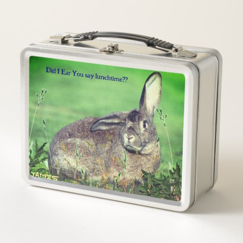 Hungry Bunny Rabbit Animal Metal Lunch Box