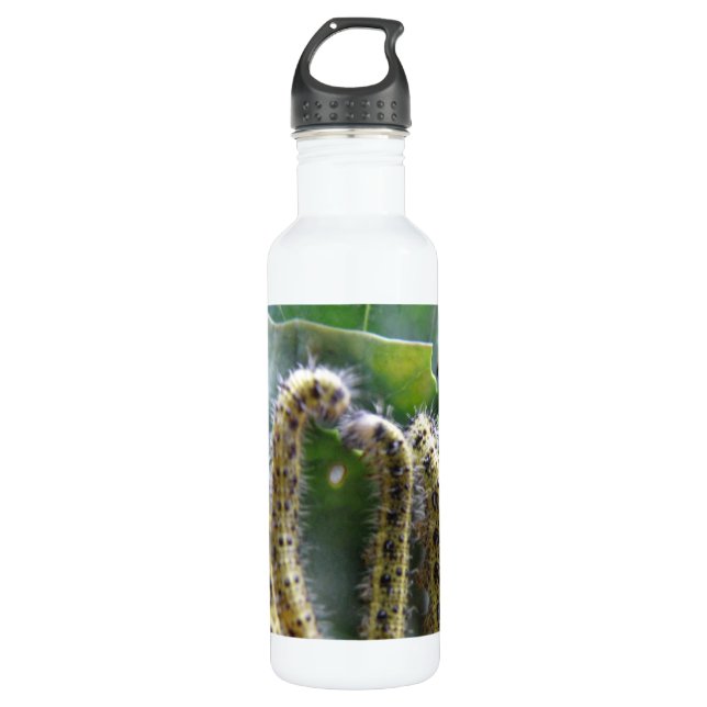 Hungry Cabbage White Caterpillars Water Bottle (Front)