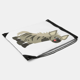Hungry Cartoon Striped Hyena Drawstring Backpack