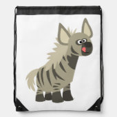 Hungry Cartoon Striped Hyena Drawstring Backpack (Front)