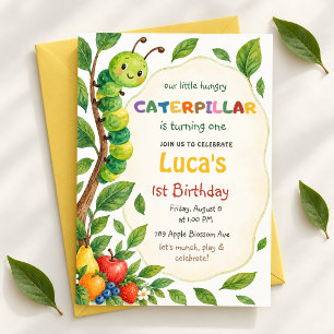Hungry Caterpillar 1st Birthday Invitation