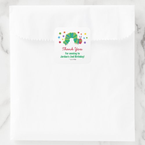 Hungry Caterpillar  Birthday Thank You  Square Sticker