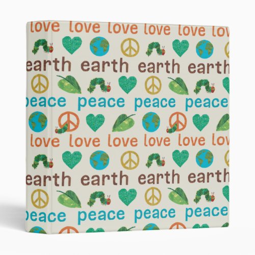Hungry Caterpillar  Peace Love Earth Pattern 3 Ring Binder