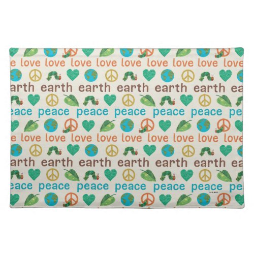 Hungry Caterpillar  Peace Love Earth Pattern Cloth Placemat