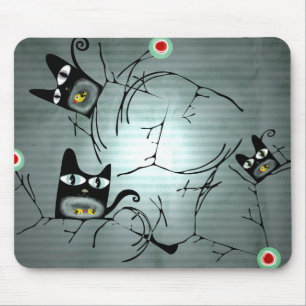 Hungry cats and doves moon sun branches mousepad