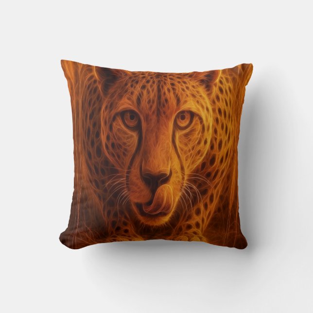 Hungry Cheetah Throw Pillow (Front)