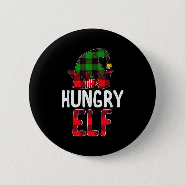Hungry Elf Matching Family Group Christmas Party P Button (Front)