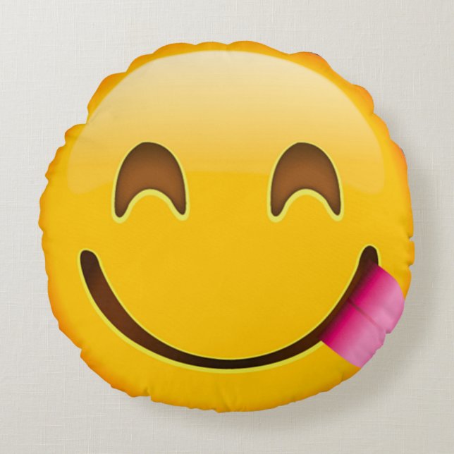 Hungry Emoji Round Pillow (Front)