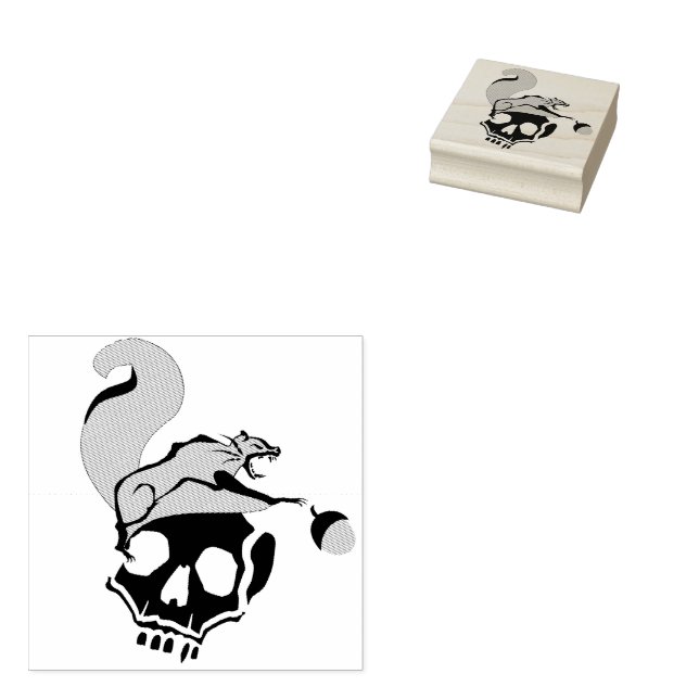 Hungry Flying Gray Death Squirrel Rubber Stamp (Stamped)