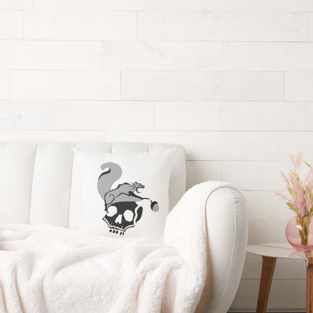 Hungry Flying Gray Death Squirrel Throw Pillow (Couch)