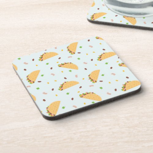 Hungry For Tacos Pattern Beverage Coaster