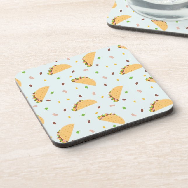 Hungry For Tacos Pattern Beverage Coaster (Left Side)
