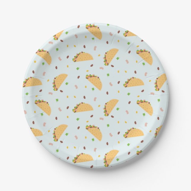 Hungry For Tacos Pattern Paper Plates (Front)