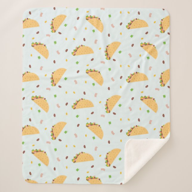 Hungry For Tacos Pattern Sherpa Blanket (Front)
