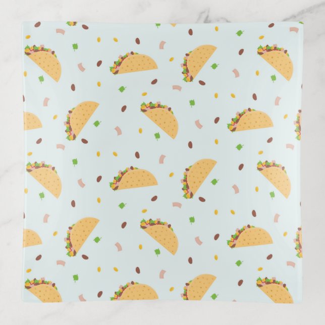 Hungry For Tacos Pattern Trinket Tray (Front)