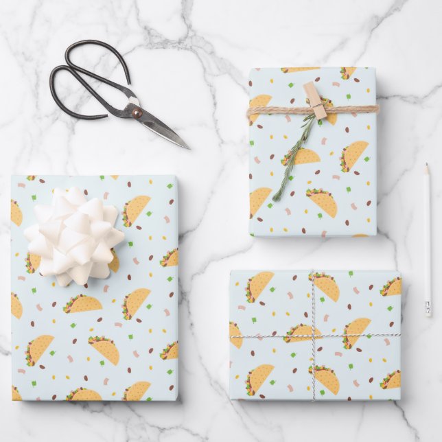 Hungry For Tacos Pattern Wrapping Paper Sheets (Front)