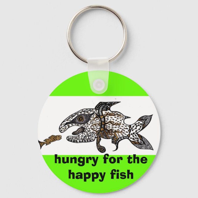hungry for the happy fish keychain (Front)