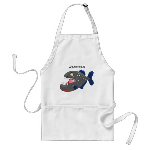 Hungry funny piranha cartoon illustration adult apron