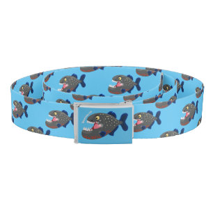 Hungry funny piranha cartoon illustration belt