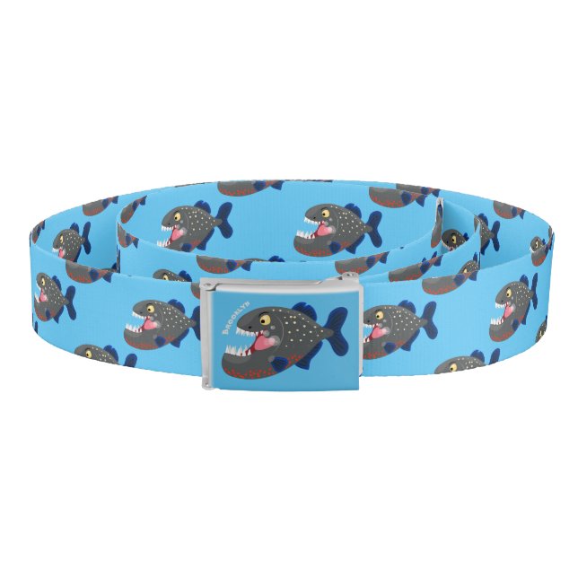 Hungry funny piranha cartoon illustration belt (Coil)