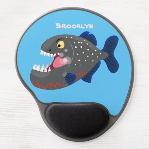 Hungry funny piranha cartoon illustration gel mouse pad