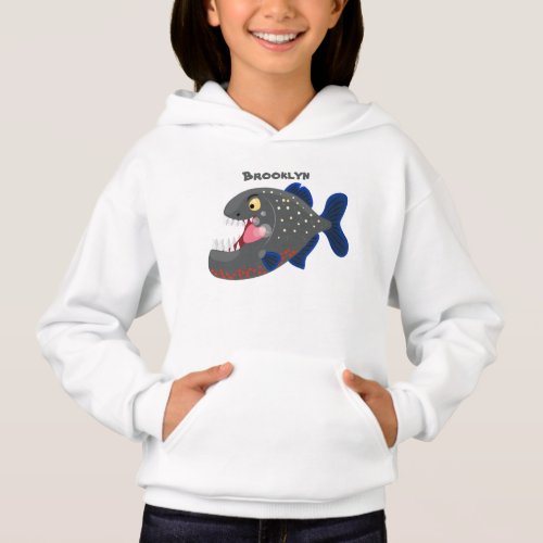 Hungry funny piranha cartoon illustration hoodie