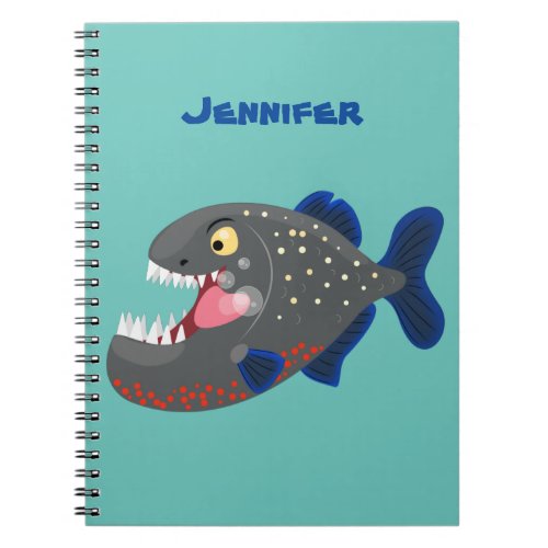 Hungry funny piranha cartoon illustration notebook
