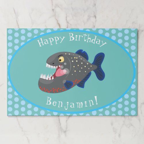Hungry funny piranha cartoon illustration paper pad