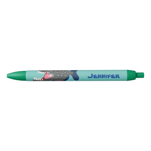Hungry funny piranha cartoon illustration pen (Front)