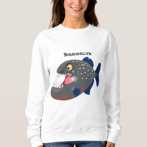 Hungry funny piranha cartoon illustration sweatshirt