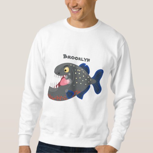 Hungry funny piranha cartoon illustration sweatshirt