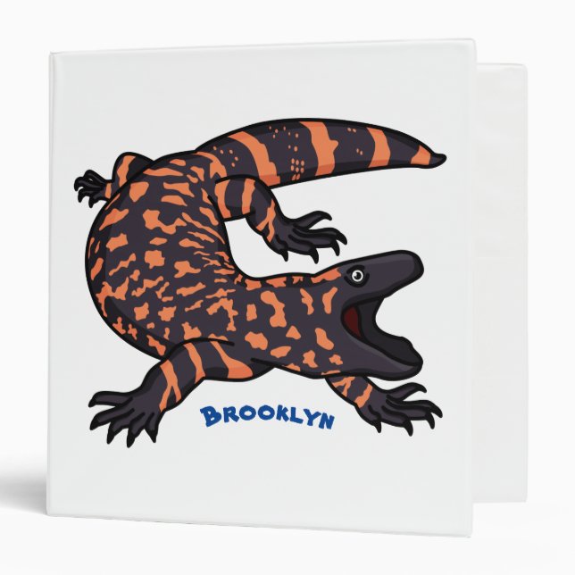 Hungry gila monster lizard cartoon illustration  3 ring binder (Front/Inside)