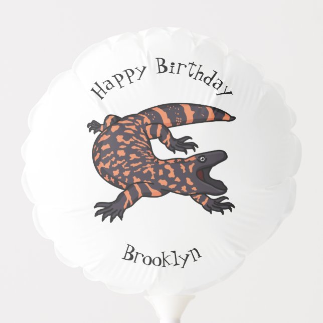Hungry gila monster lizard cartoon illustration  balloon (Front)