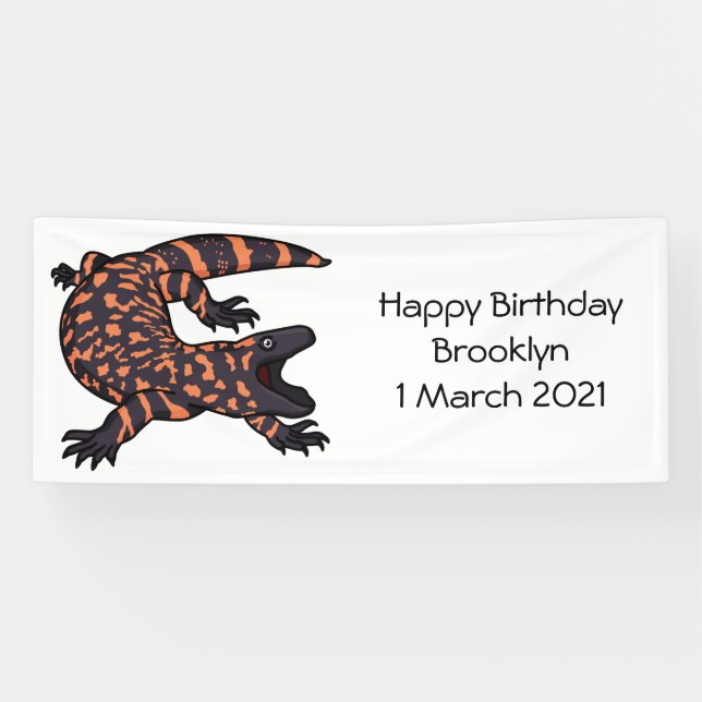 Hungry gila monster lizard cartoon illustration banner (Horizontal)
