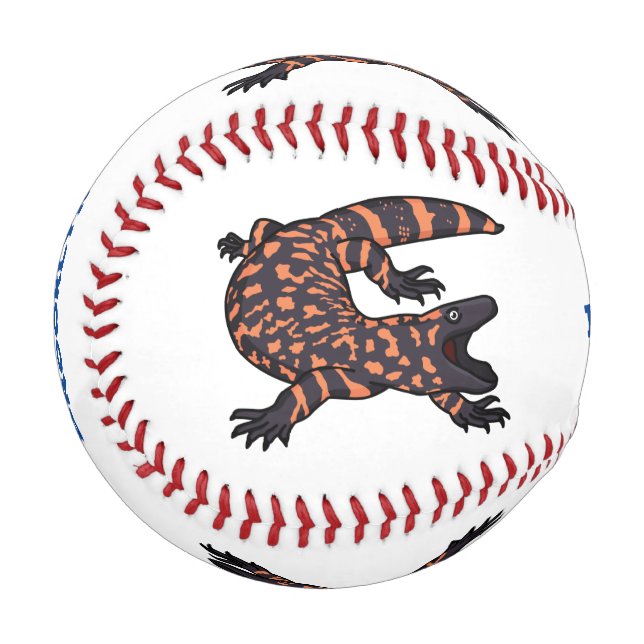 Hungry gila monster lizard cartoon illustration baseball (Front Left)