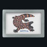Hungry gila monster lizard cartoon illustration  belt buckle<br><div class="desc">A hungry gila monster is on the prowl. Drawn in fun cartoon illustration style.</div>