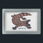 Hungry gila monster lizard cartoon illustration  belt buckle<br><div class="desc">A hungry gila monster is on the prowl. Drawn in fun cartoon illustration style.</div>
