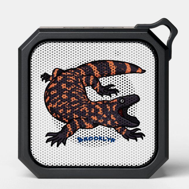 Hungry gila monster lizard cartoon illustration bluetooth speaker (Front)