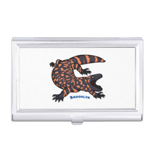Hungry gila monster lizard cartoon illustration business card case