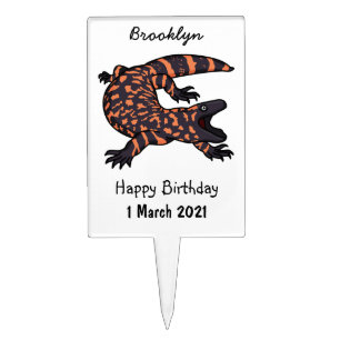 Hungry gila monster lizard cartoon illustration cake topper