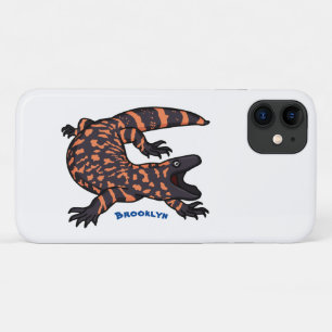 Hungry gila monster lizard cartoon illustration iPhone 11 case