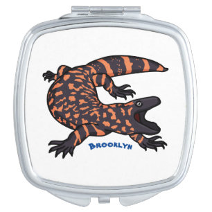 Hungry gila monster lizard cartoon illustration compact mirror