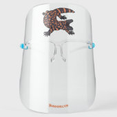 Hungry gila monster lizard cartoon illustration  face shield (Front)