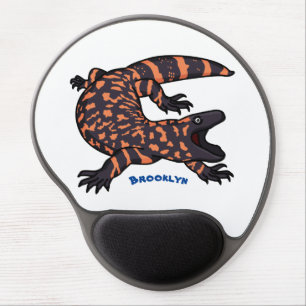 Hungry gila monster lizard cartoon illustration  gel mouse pad