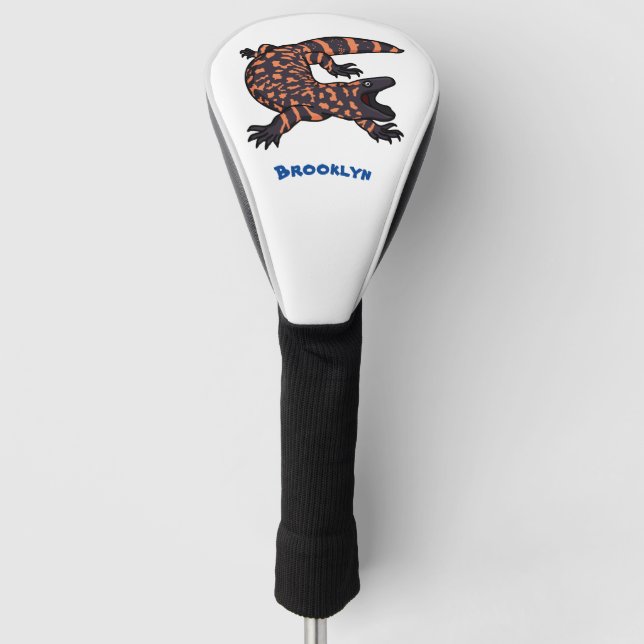 Hungry gila monster lizard cartoon illustration golf head cover (Front)